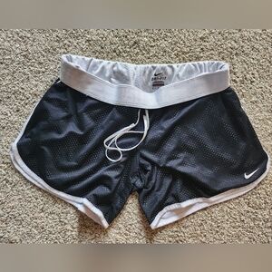 Nike Women's Black DRI-FIT Athletic Shorts with White Accents, M